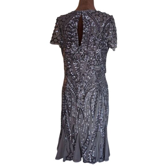 R&M Richards gorgeous plum color sequin dress size 10 - Picture 3 of 14